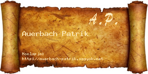 Auerbach Patrik névjegykártya